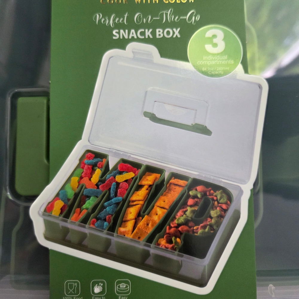 Cook With‎ Color MVP Snack Box 3 Compartment On-The-Go Food Container Green - Picture 2 of 3